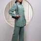 Juniper Sage Green Embellished Viscose Co-Ord Set With Bead Details - Swadesiicart