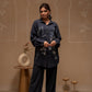 Juniper Grey Embroidered Viscose Co-Ord Set With Thread Work Detailing - Swadesiicart