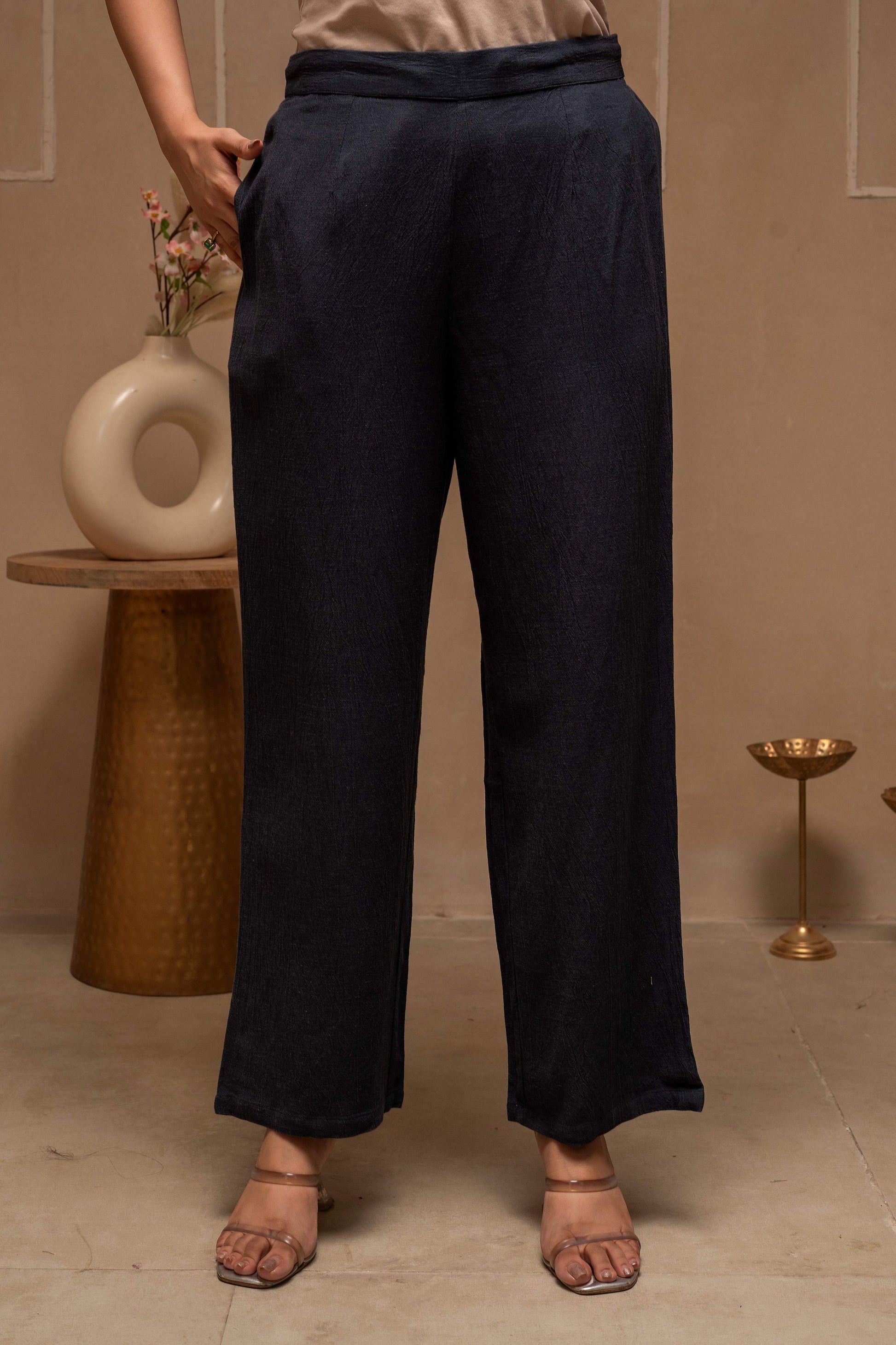 Juniper Grey Embroidered Viscose Co-Ord Set With Thread Work Detailing - Swadesiicart