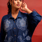 Juniper Viscose Linen Indigo Embroidered Shirt And Pant Co-Ord Set With Thread Work - Swadesiicart