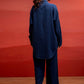 Juniper Viscose Linen Indigo Embroidered Shirt And Pant Co-Ord Set With Thread Work - Swadesiicart
