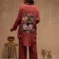 Juniper Brown Embellished Viscose-Linen Co-Ord Set With Sequin Detailing - Swadesiicart