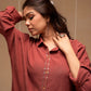Juniper Brown Embellished Viscose-Linen Co-Ord Set With Sequin Detailing - Swadesiicart