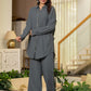 Juniper Grey Embellished Viscose-Linen Co-Ord Set With Sequin Detailing - Swadesiicart