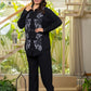 Juniper Viscose Linen Black Embroidered Shirt And Pant Co-Ord Set With Thread Work - Swadesiicart