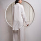 Juniper Viscose Linen Off White Embroidered Shirt And Pant Co-Ord Set With Thread Work - Swadesiicart