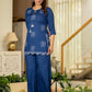 Juniper Navy Solid Viscose Tunic And Pants Co-Ord Set With Thread Work And Sequence - Swadesiicart