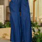 Juniper Navy Solid Viscose Tunic And Pants Co-Ord Set With Thread Work And Sequence - Swadesiicart