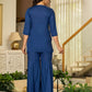 Juniper Navy Solid Viscose Tunic And Pants Co-Ord Set With Thread Work And Sequence - Swadesiicart