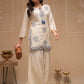 Juniper Off White Solid Viscose Tunic And Pants Co-Ord Set With Thread Work And Sequence - Swadesiicart