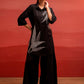 Juniper Black Solid Cotton Shirt And Pants Co-Ord Set With Thread Work - Swadesiicart