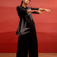 Juniper Black Solid Cotton Shirt And Pants Co-Ord Set With Thread Work - Swadesiicart