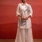 Juniper Off-White Leaf Printed Co-Ord Set With Collared Tunic & Wide-Leg Pant - Swadesiicart