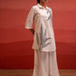 Juniper Off-White Leaf Printed Co-Ord Set With Collared Tunic & Wide-Leg Pant - Swadesiicart