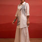 Juniper Off-White Leaf Printed Co-Ord Set With Collared Tunic & Wide-Leg Pant - Swadesiicart