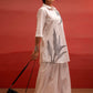Juniper Off-White Leaf Printed Co-Ord Set With Collared Tunic & Wide-Leg Pant - Swadesiicart