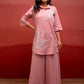 Juniper Onion Pink Solid Cotton Shirt And Pants Co-Ord Set With Thread Work - Swadesiicart
