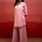 Juniper Onion Pink Solid Cotton Shirt And Pants Co-Ord Set With Thread Work - Swadesiicart