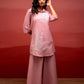 Juniper Onion Pink Solid Cotton Shirt And Pants Co-Ord Set With Thread Work - Swadesiicart