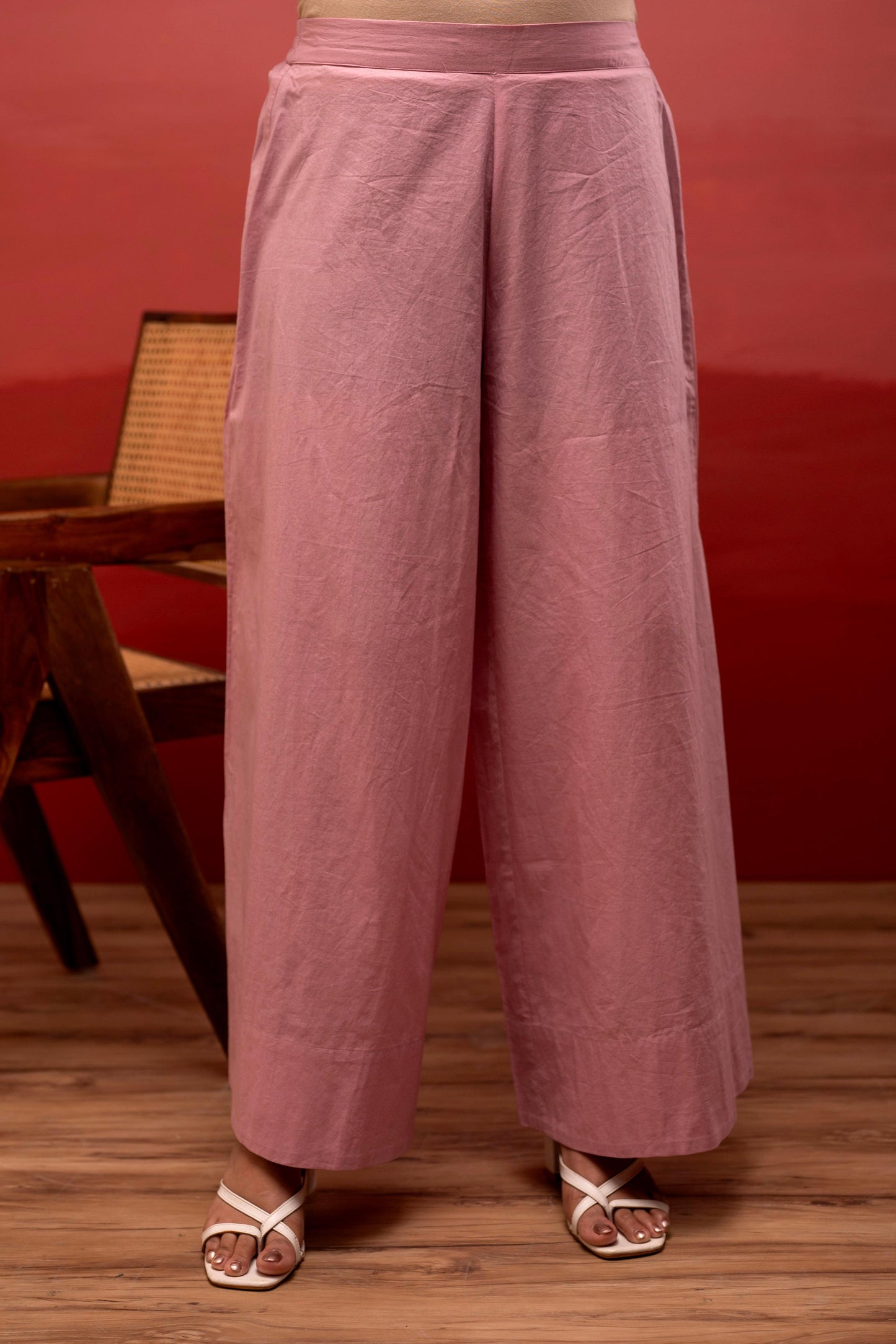 Juniper Onion Pink Solid Cotton Shirt And Pants Co-Ord Set With Thread Work - Swadesiicart