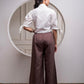 Juniper White & Brown Cotton-Viscose Embroidered Co-Ord Set With Thread Work & Lace - Swadesiicart
