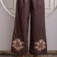 Juniper White & Brown Cotton-Viscose Embroidered Co-Ord Set With Thread Work & Lace - Swadesiicart