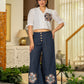 Juniper White & Teal Cotton-Viscose Embroidered Co-Ord Set With Thread Work & Lace - Swadesiicart
