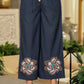 Juniper White & Teal Cotton-Viscose Embroidered Co-Ord Set With Thread Work & Lace - Swadesiicart