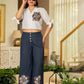 Juniper White & Teal Cotton-Viscose Embroidered Co-Ord Set With Thread Work & Lace - Swadesiicart