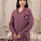 Juniper Viscose Linen Mauve Embroidered Top And Pant Co-Ord Set With Thread Work - Swadesiicart