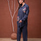Juniper Viscose Linen Teal Embroidered Top And Pant Co-Ord Set With Thread Work - Swadesiicart