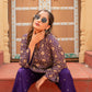 Juniper Purple Gold Geometric Printed Kurta With Pants - Swadesiicart