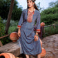 Juniper Teal Ethnic Motif Embroidered A-Line Kurta With Zari & Mirror Work - Swadesiicart