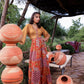 Juniper Mustard Floral Embroidered Co-Ord Set With Mirror & Thread Work - Swadesiicart