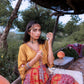 Juniper Mustard Floral Embroidered Co-Ord Set With Mirror & Thread Work - Swadesiicart