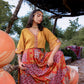 Juniper Mustard Floral Embroidered Co-Ord Set With Mirror & Thread Work - Swadesiicart