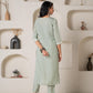 Juniper Mint Solid Embroidered Straight Kurta Pant Set With Thread Work - Swadesiicart