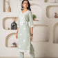 Juniper Mint Solid Embroidered Straight Kurta Pant Set With Thread Work - Swadesiicart