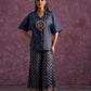 Juniper Indigo Viscose Solid A-Line Tunic With Pants Co-Ord Set With Zari & Sequence Work - Swadesiicart