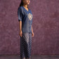 Juniper Indigo Viscose Solid A-Line Tunic With Pants Co-Ord Set With Zari & Sequence Work - Swadesiicart