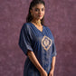 Juniper Indigo Viscose Solid A-Line Tunic With Pants Co-Ord Set With Zari & Sequence Work - Swadesiicart
