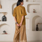 Juniper Mustard Viscose Solid A-Line Tunic With Pants Co-Ord Set With Zari & Sequence Work - Swadesiicart