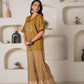 Juniper Mustard Viscose Solid A-Line Tunic With Pants Co-Ord Set With Zari & Sequence Work - Swadesiicart
