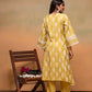 Juniper Viscose Yellow Embroidered Kurta Pant Co-Ordset With Thread Work & Lace - Swadesiicart