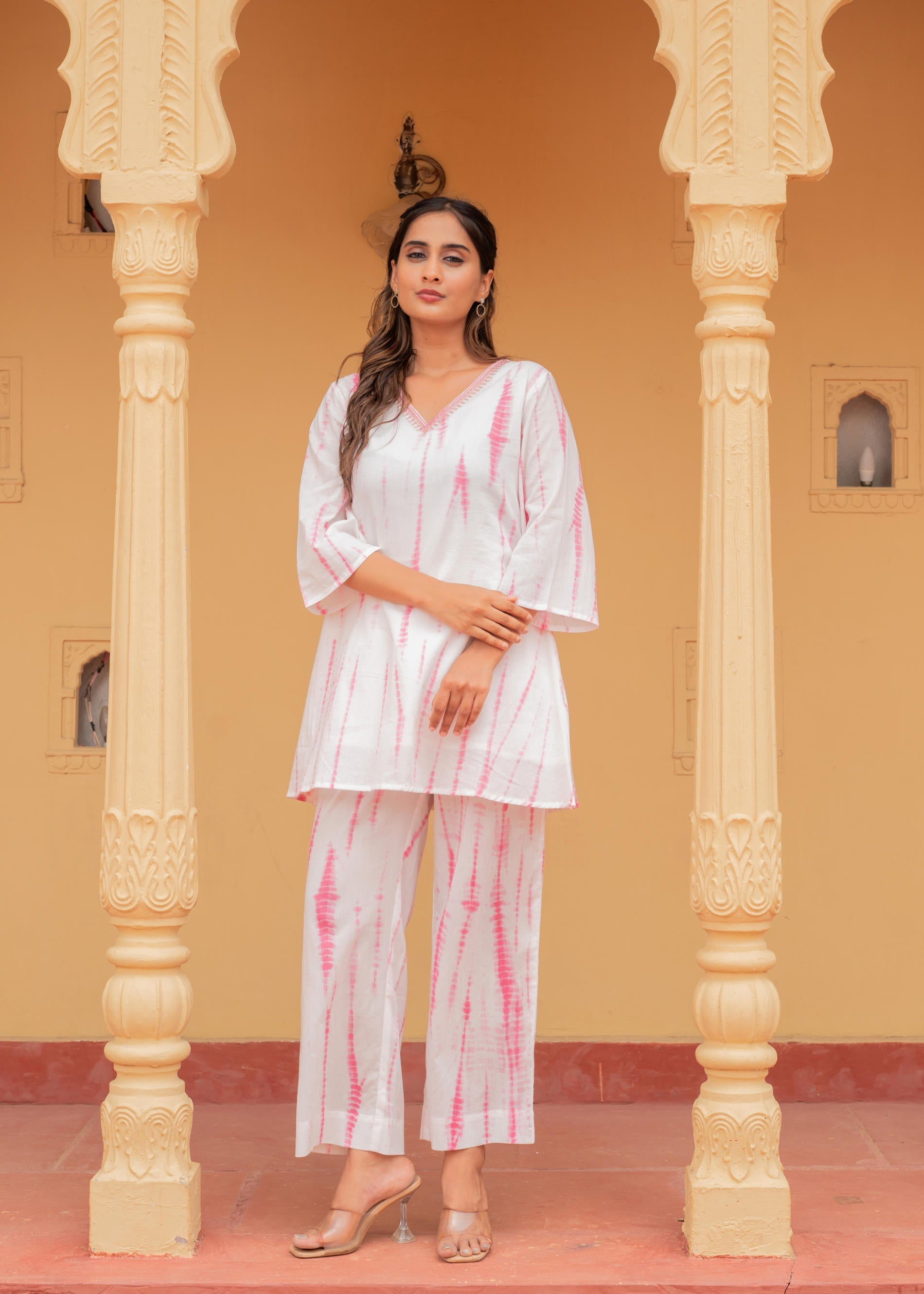 Juniper Pink Tie-Dye Printed Cotton Kurta-Pant Co-Ord Set - Swadesiicart
