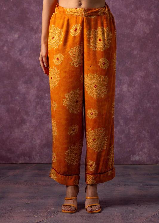 Juniper Women'S Mustard Floral Printed Kurta With Pant Set - Swadesiicart