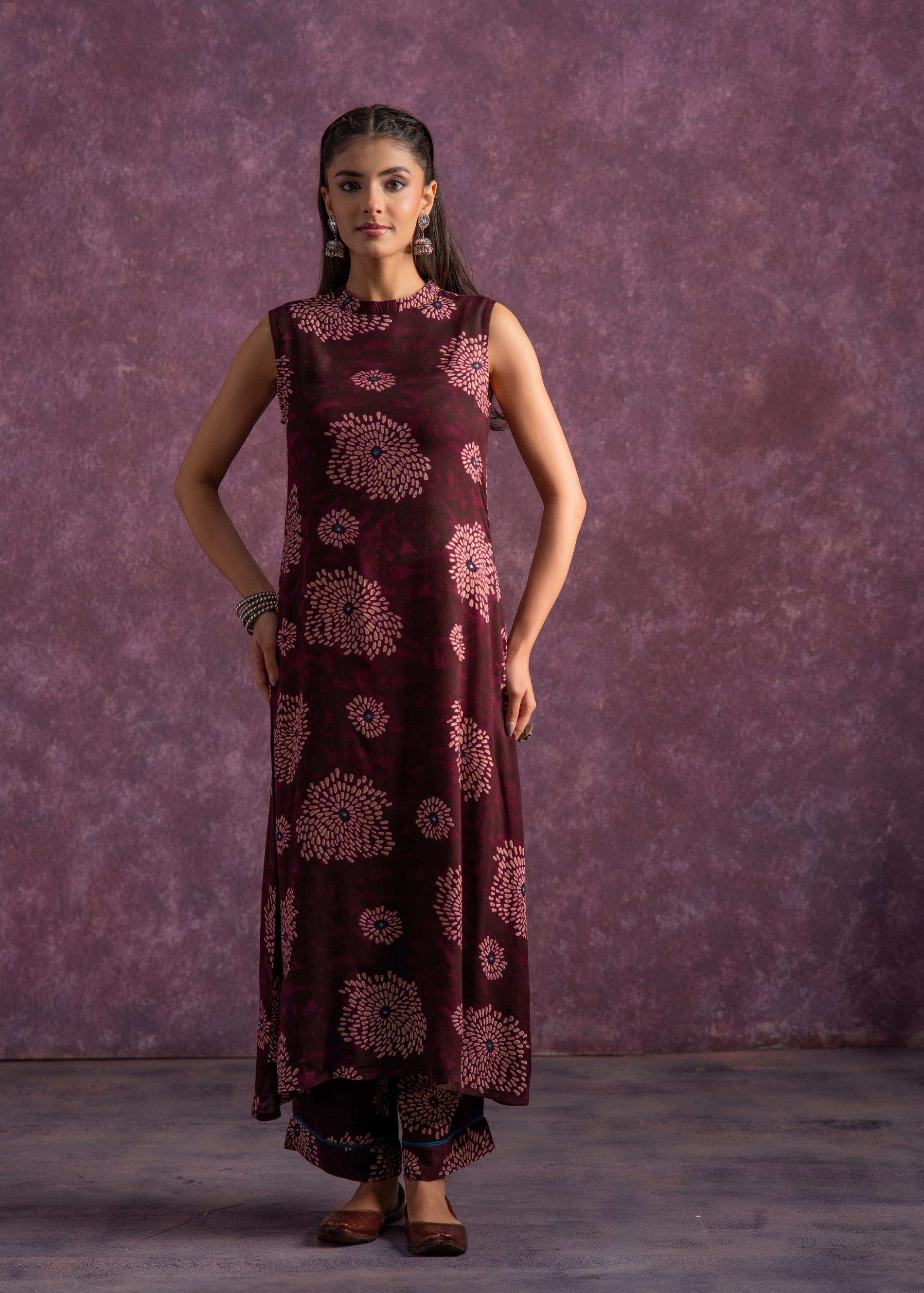 Juniper Women'S Purple Floral Printed Kurta With Pant Set - Swadesiicart