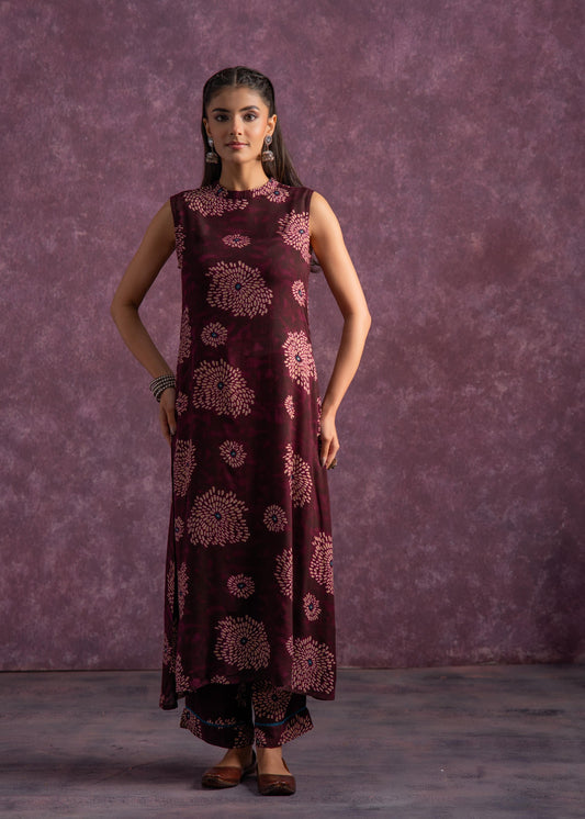 Juniper Women'S Purple Floral Printed Kurta With Pant Set - Swadesiicart