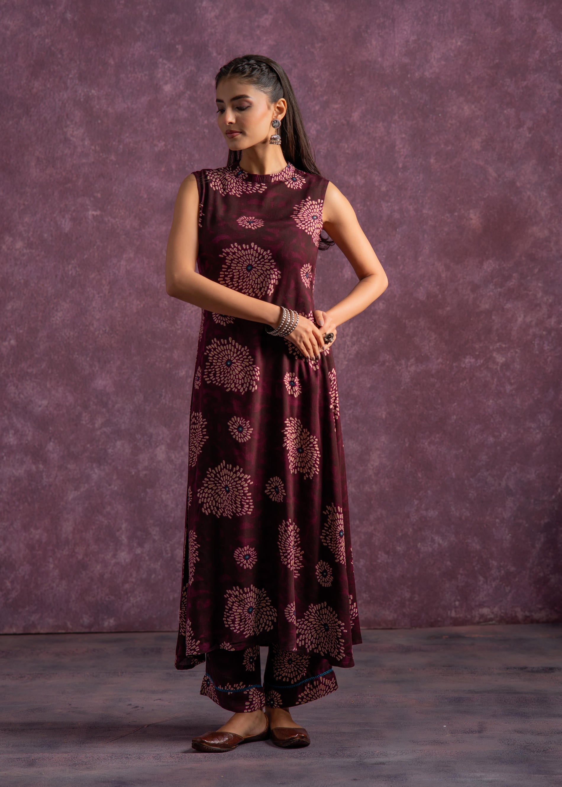 Juniper Women'S Purple Floral Printed Kurta With Pant Set - Swadesiicart