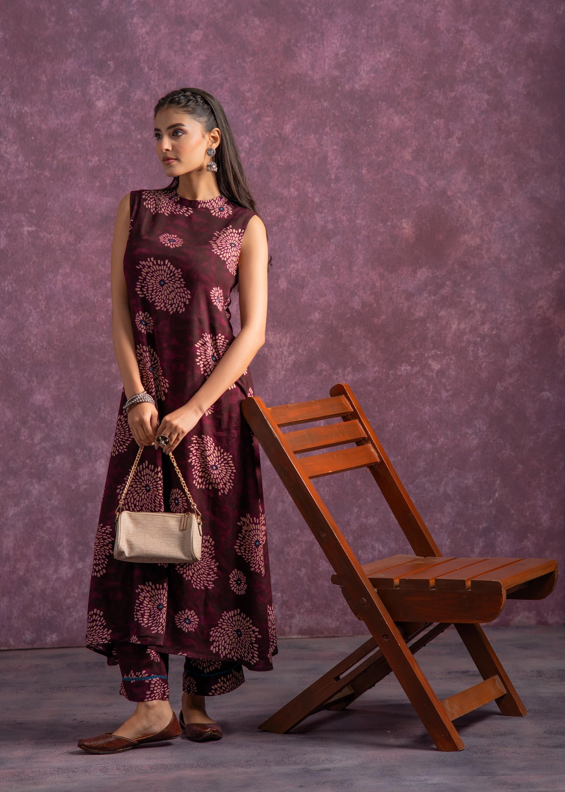 Juniper Women'S Purple Floral Printed Kurta With Pant Set - Swadesiicart